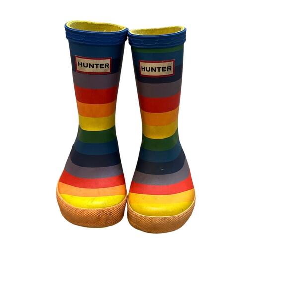 Hunter Rainbow Striped Kids Rain Boots toddler US size 7/8 - Picture 1 of 7